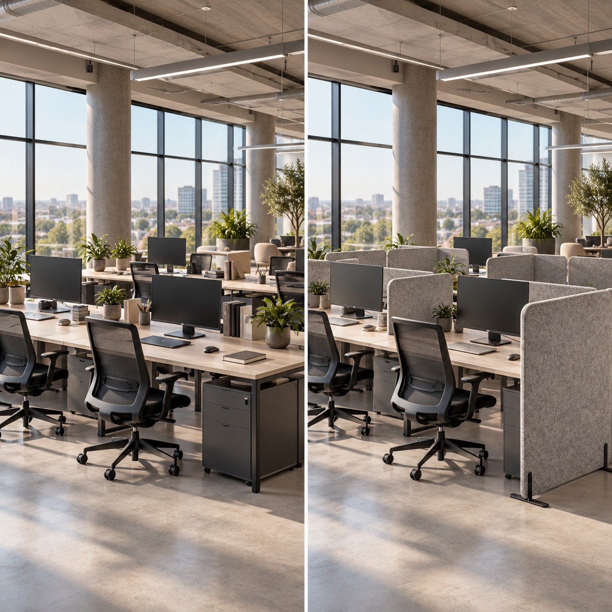 Open office before and after Echsorbix® screens