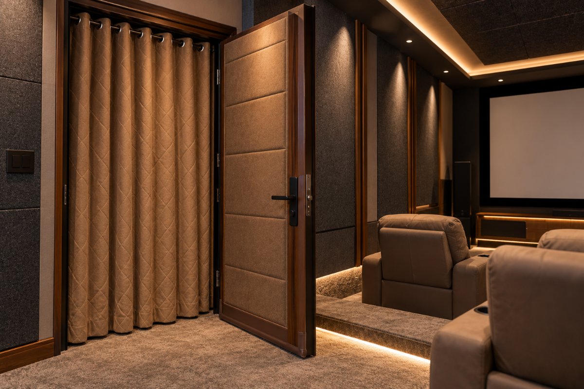 Sealed doors and windows in a home theatre