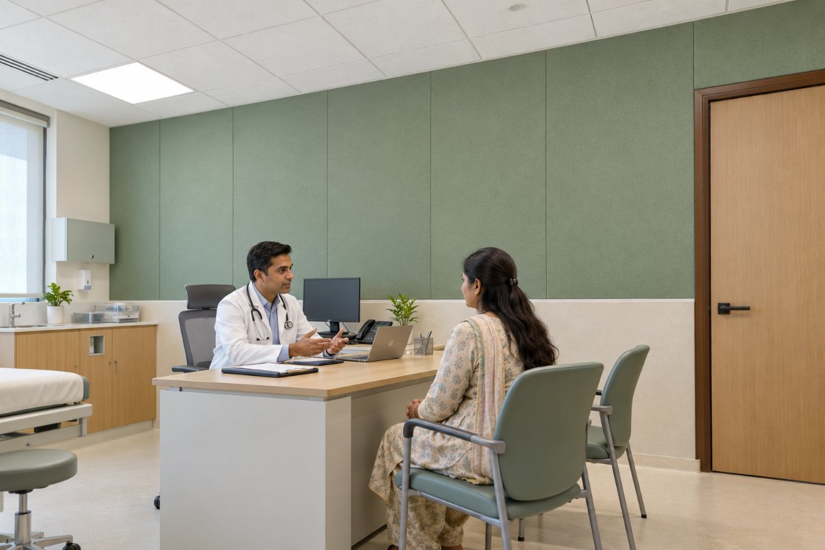 PET felt acoustic finish in a hospital