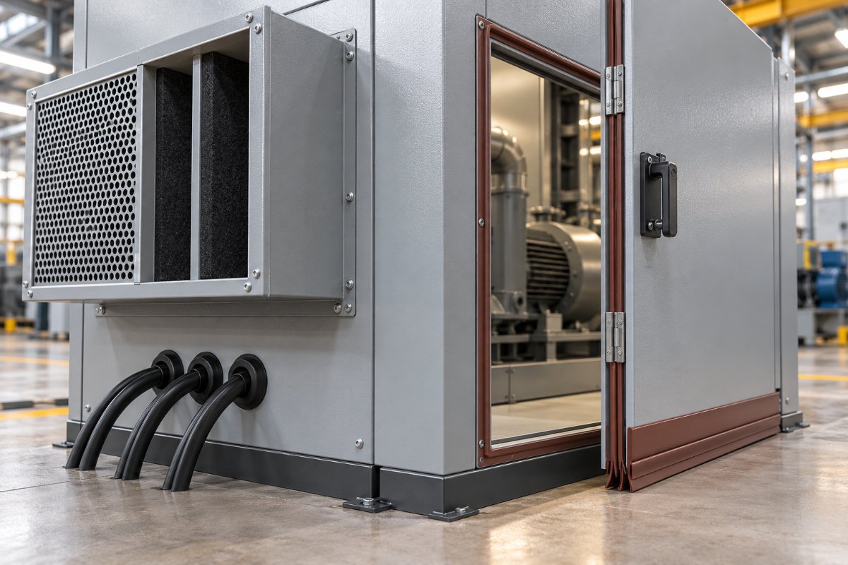 Lined ventilation, access and cable openings in a machine enclosure