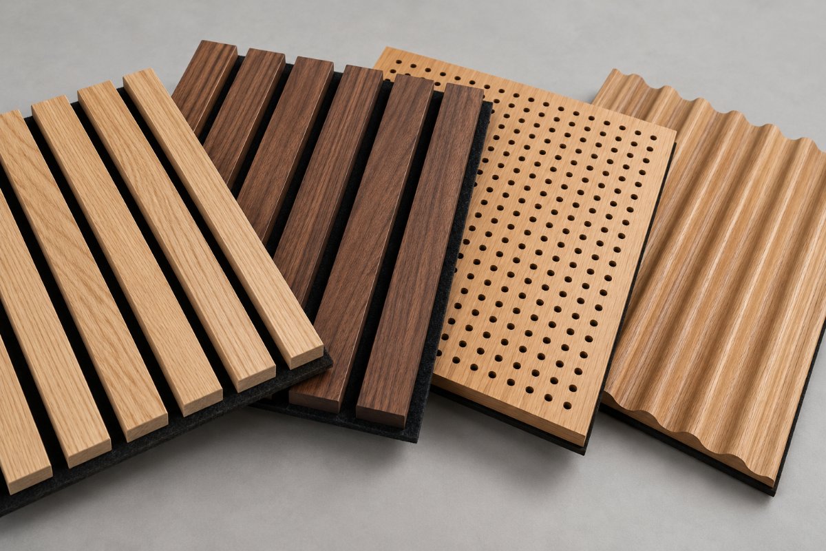 Wooden acoustic panels in an office