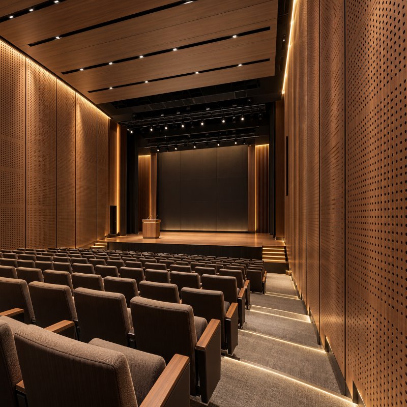 Auditoriums and theatres: perforated wooden acoustic panels in Singapore