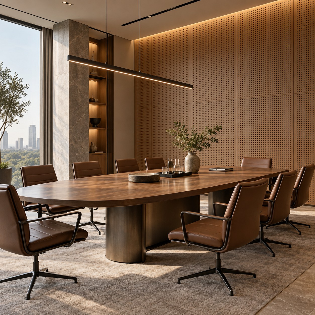 Conference rooms: perforated wooden acoustic panels in Singapore