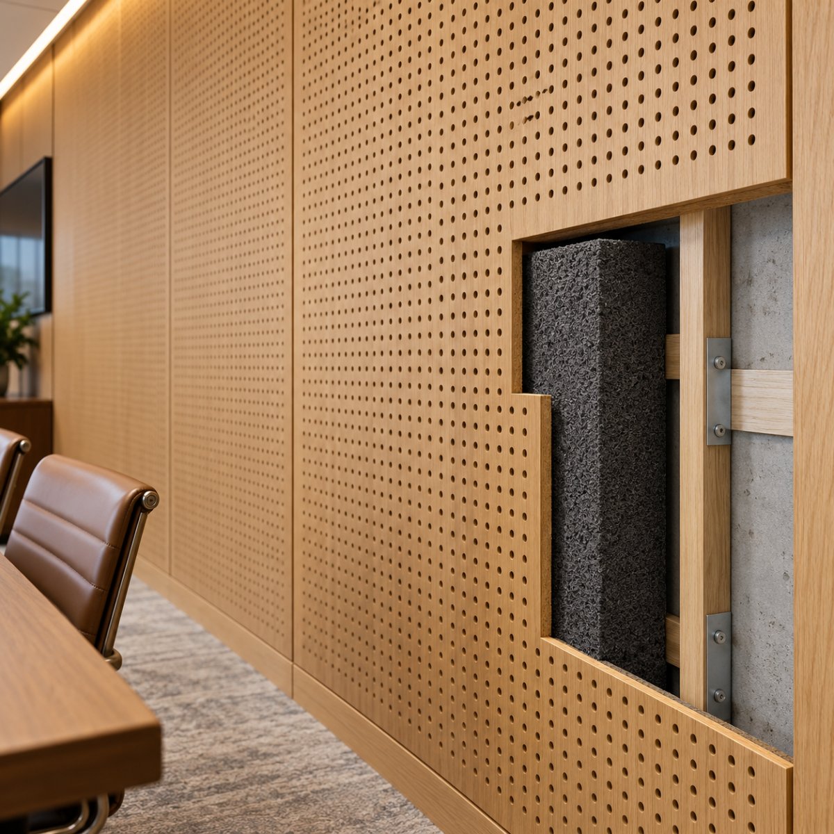 Sound Insulation Pad behind a perforated panel