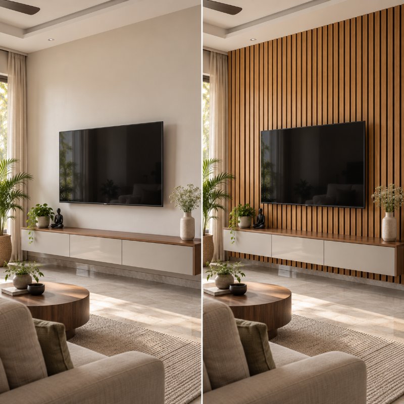 Home theatres: acoustic wooden slats in Singapore