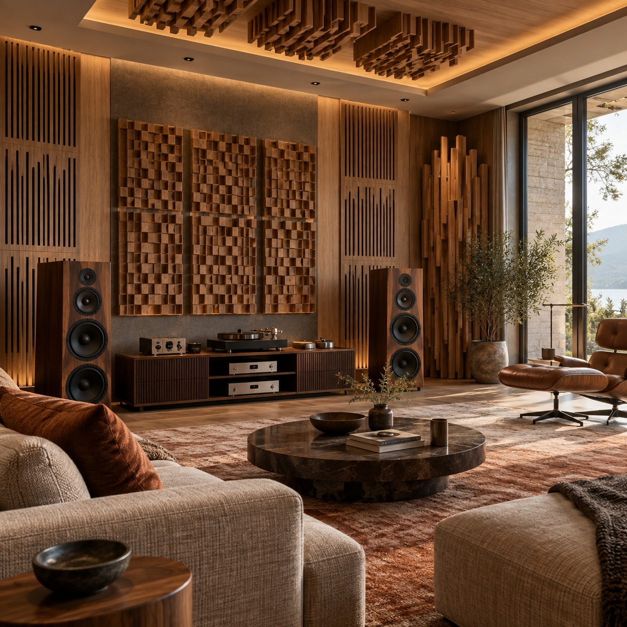 Living rooms and residences: wooden sound diffusers in Singapore