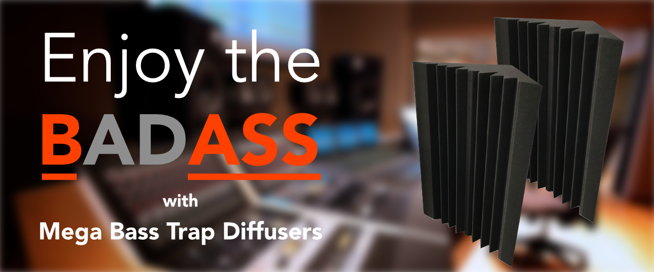 Room corner before and after Bass Trap Mega